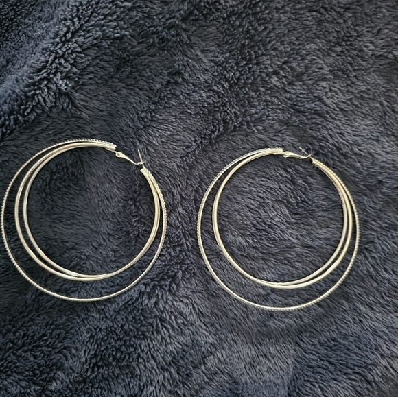 Silver Hoop Earrings - Picture 1 of 4